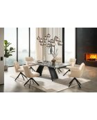 Napoleon schwarzer Keramiktisch mit schwarz-weißer Marmorierung - 180 (260) x77x90 cm