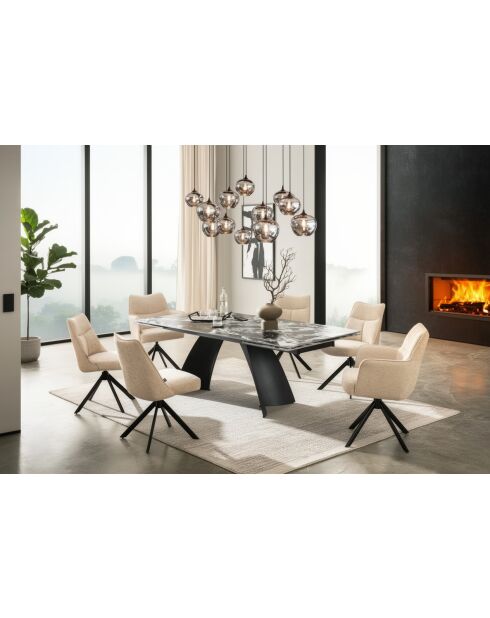 Table ceramique Napoleon black marbrage noir & blanc - 180 (260)x77x90 cm