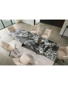 Napoleon schwarzer Keramiktisch mit schwarz-weißer Marmorierung - 180 (260) x77x90 cm