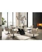 Table ceramique pierre volcanique brun - gris - 200 (300)x77x90 cm