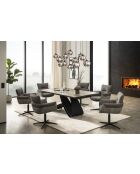 Table ceramique pierre volcanique brun - gris - 200 (300)x77x90 cm