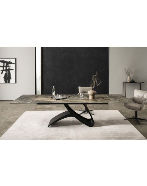 Table ceramique pierre volcanique brun - gris - 200 (300)x77x90 cm