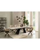 Minas keramische tafelmix wit en mineraalbeige - 200 (300) x77x100 cm