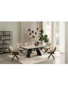 Minas keramische tafelmix wit en mineraalbeige - 200 (300) x77x100 cm