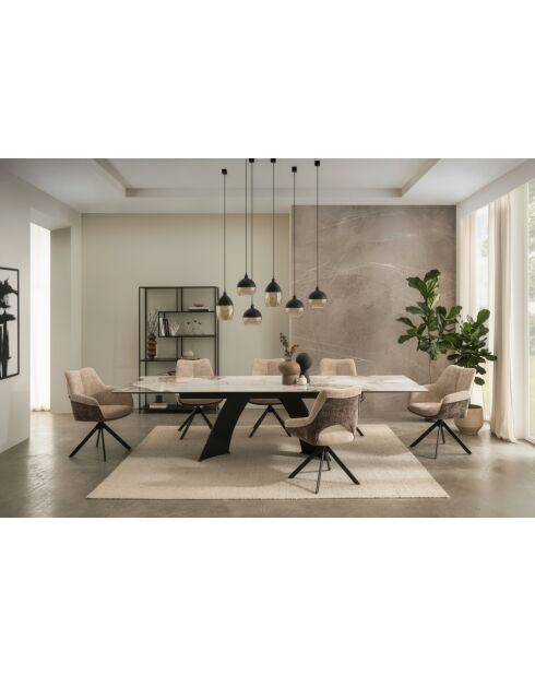 Table ceramique Minas mélange blanc & beige minéral - 200 (300)x77x100 cm