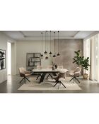 Table ceramique Minas mélange blanc & beige minéral - 180 (260)x77x90 cm