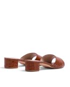 Mules à talon CA-264 texturé effet coco marron clair