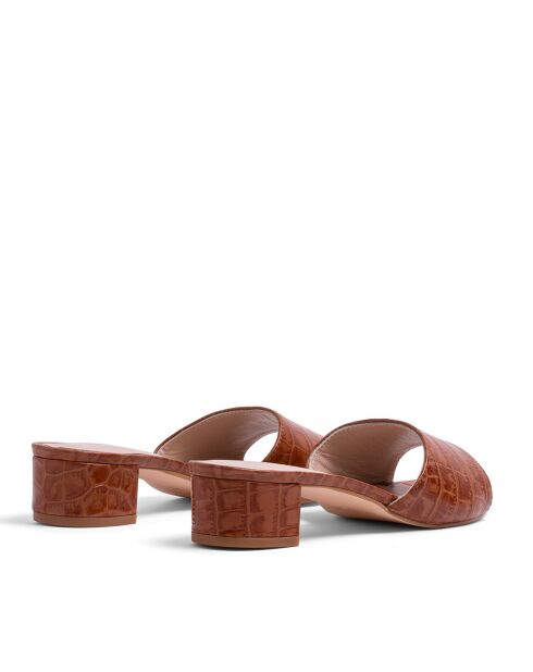 Mules à talon CA-264 texturé effet coco marron clair