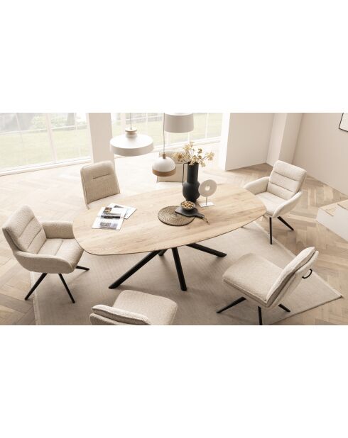 Plateau chêne massif brossé et huilé lamelle de chêne avec nœuds et fissures naturelle - 240x77x100 cm