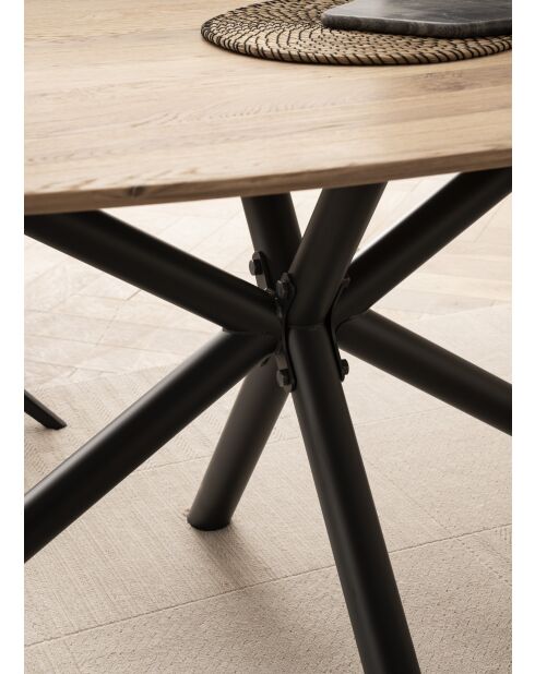 Plateau chêne massif brossé et huilé lamelle de chêne avec nœuds et fissures naturelle - 240x77x100 cm