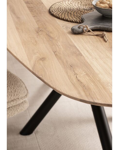 Plateau chêne massif brossé et huilé lamelle de chêne avec nœuds et fissures naturelle - 240x77x100 cm