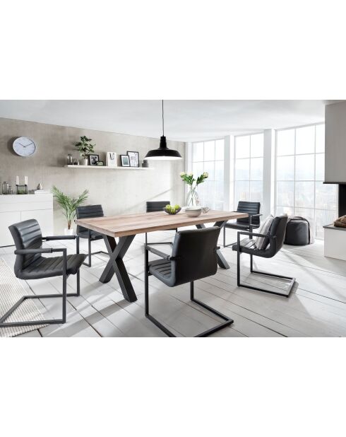 Table chêne massif à la chaux blanche - 160x77x90 cm