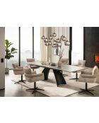 Table ceramique pierre volcanique brun - gris - 200 (300)x77x100 cm
