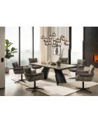 Table ceramique pierre volcanique brun - gris - 200 (300)x77x100 cm