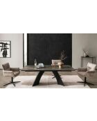 Table ceramique pierre volcanique brun - gris - 200 (300)x77x100 cm
