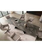 Table ceramique pierre volcanique brun - gris - 200 (300)x77x100 cm