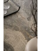 Table ceramique pierre volcanique brun - gris - 200 (300)x77x100 cm