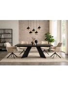 Table ceramique désir marbre brun veinage doré noir- 180 (260)x77x90 cm