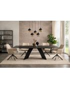 Table ceramique désir marbre brun veinage doré noir- 180 (260)x77x90 cm