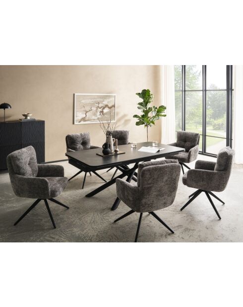 Table ceramique Stone white marbre noir - 180x77x90 cm