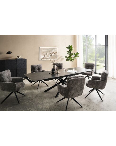 Table ceramique Stone white marbre noir - 180x77x90 cm