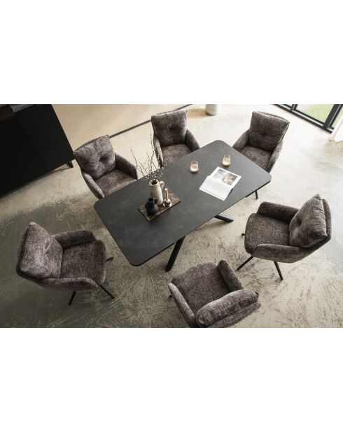 Table ceramique Stone white marbre noir - 180x77x90 cm