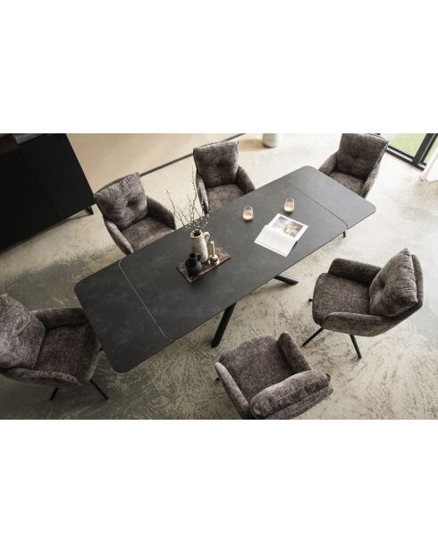 Table ceramique Stone white marbre noir - 180x77x90 cm