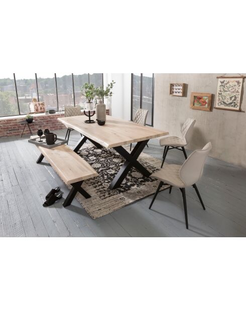 Banc chêne massif blanc - 220x45x38 cm