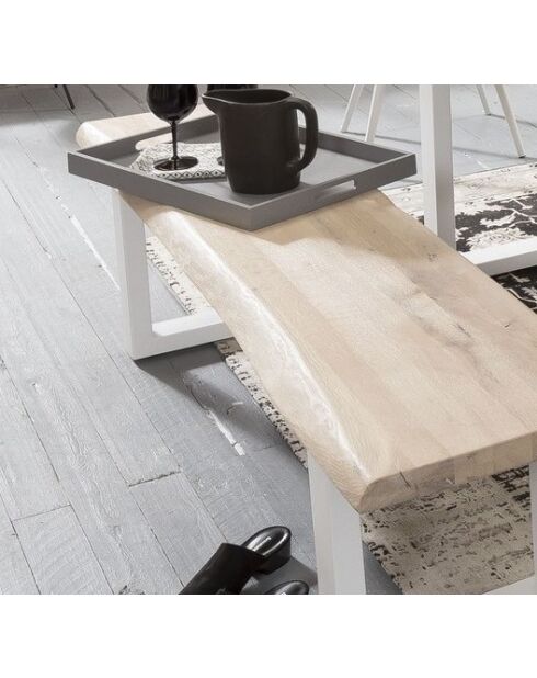 Banc chêne massif blanc - 160x45x38 cm