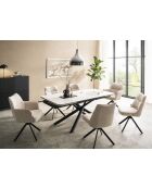 Table ceramique Stone white marbre blanche - 180x77x90 cm