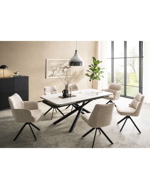 Table ceramique Stone white marbre blanche - 180x77x90 cm