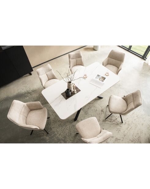 Table ceramique Stone white marbre blanche - 180x77x90 cm