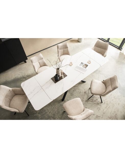 Table ceramique Stone white marbre blanche - 180x77x90 cm