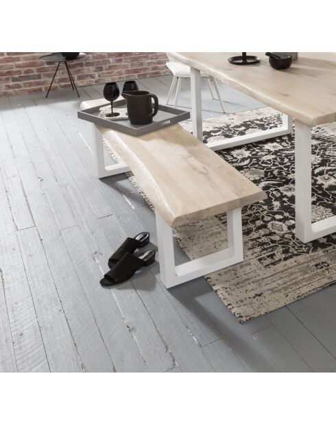 Banc chêne massif blanc - 200x45x38 cm