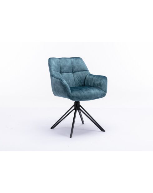 Lot de 2 fauteuil Soller noir bleu - 63x82x60 cm
