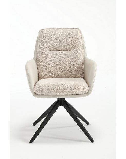 Lot de 2 fauteuils barcelona beige nature - 51x92x68 cm