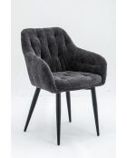 Lot de 2 fauteuil cannes gris antracite - 60x85x62 cm