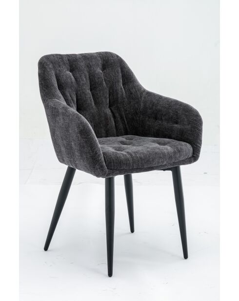 Lot de 2 fauteuil cannes gris antracite - 60x85x62 cm