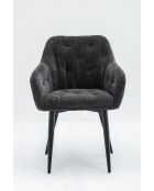 Lot de 2 fauteuil cannes gris antracite - 60x85x62 cm