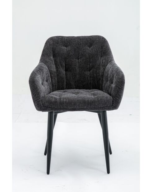 Lot de 2 fauteuil cannes gris antracite - 60x85x62 cm