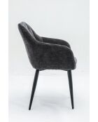 Lot de 2 fauteuil cannes gris antracite - 60x85x62 cm