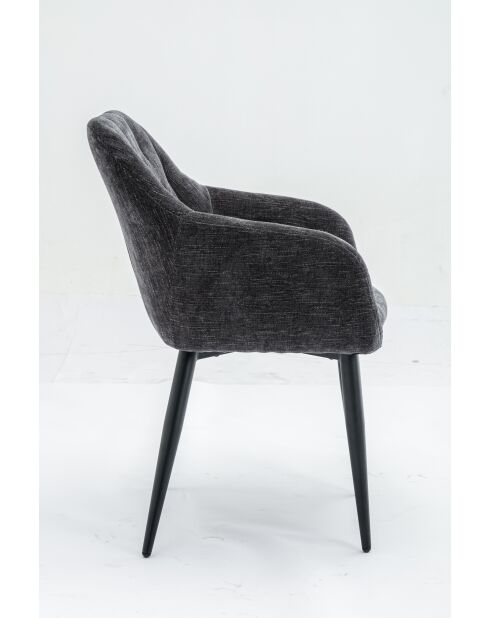 Lot de 2 fauteuil cannes gris antracite - 60x85x62 cm