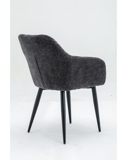 Lot de 2 fauteuil cannes gris antracite - 60x85x62 cm