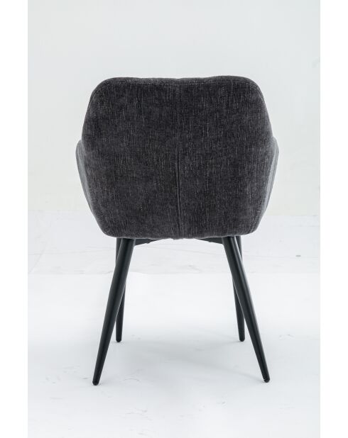 Lot de 2 fauteuil cannes gris antracite - 60x85x62 cm