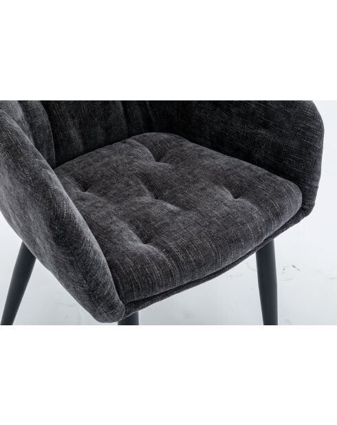 Lot de 2 fauteuil cannes gris antracite - 60x85x62 cm