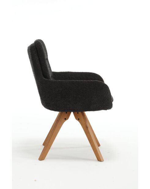 Lot de 2 fauteuils Taragona gris noir foncé - 63x88x44 cm