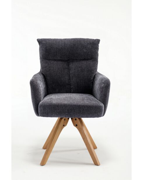 Lot de 2 fauteuils Monaco b gris noir foncé - 59x92x68 cm