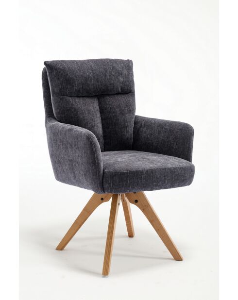 Lot de 2 fauteuils Monaco b gris noir foncé - 59x92x68 cm