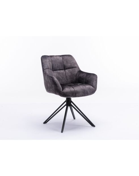 Lot de 2 fauteuil Soller noir gris foncé - 63x82x60 cm