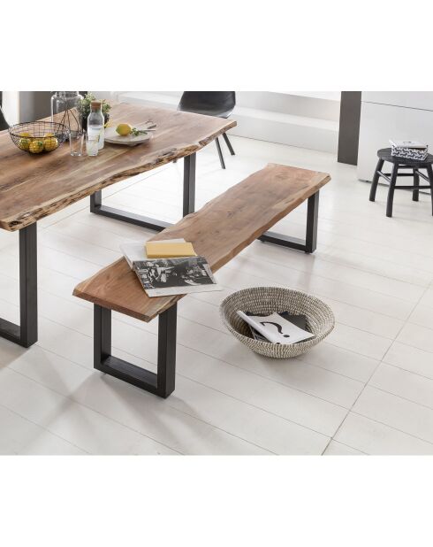 Banc acacia massif verni naturel - 180x45x38 cm